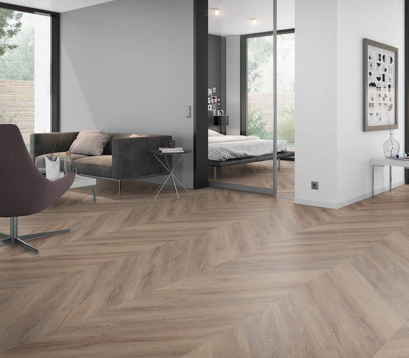 LVT ECO55 Chevron Cerused Oak Dark Natural 2,5mm