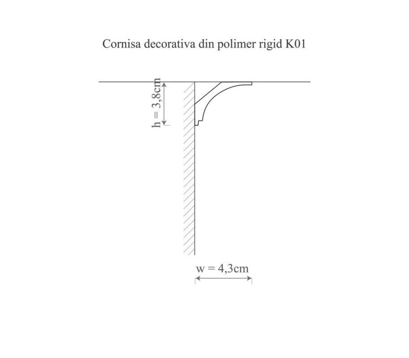 Cornisa duropolimer, allegria, k1 - 4.3x3.8x200 cm
