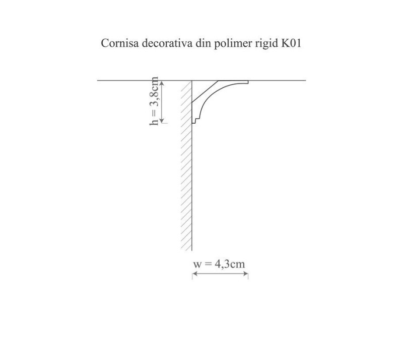 Cornisa duropolimer, allegria, k1 - 4.3x3.8x200 cm