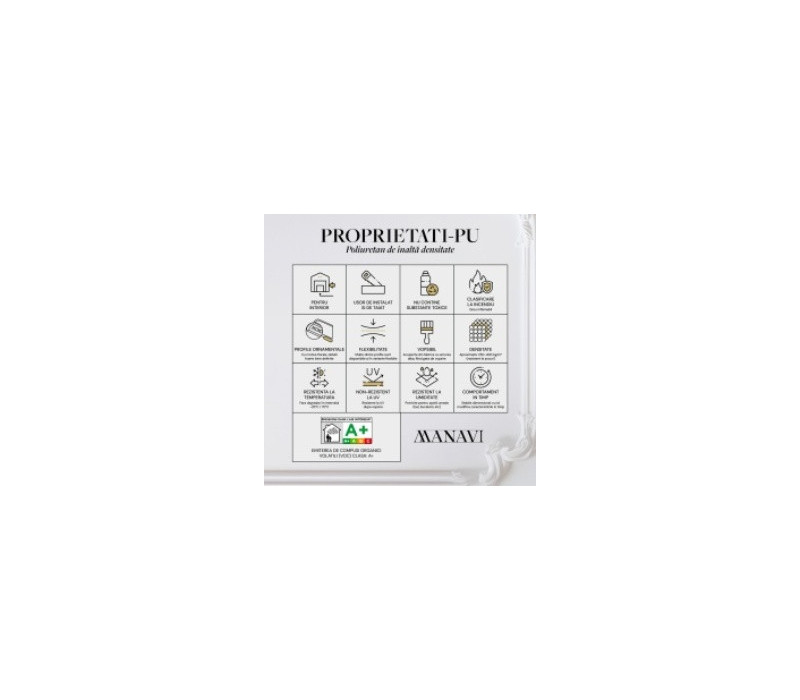 Chenar din poliuretan, Manavi, CR810BL - 21x1.8x21 cm