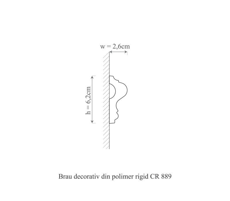 Brau poliuretan, Manavi, CR889 - 6.2x2.6x200 cm