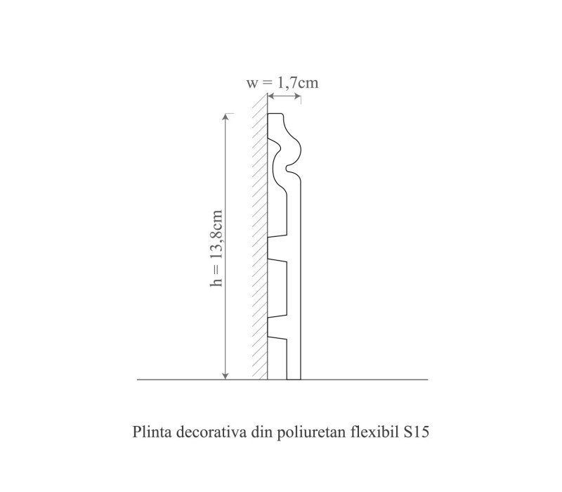 Plinta poliuretan flexibil, Manavi, S15F-14x1.8x200 cm