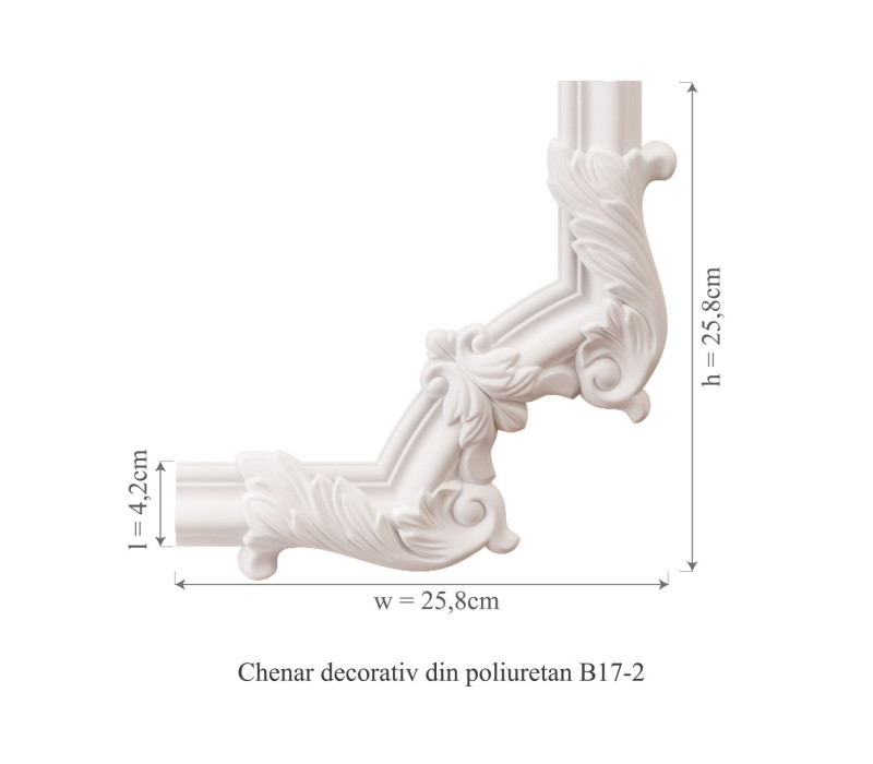 Chenar din poliuretan, Manavi, B17-2 - 25.8x25.8x1.7 cm