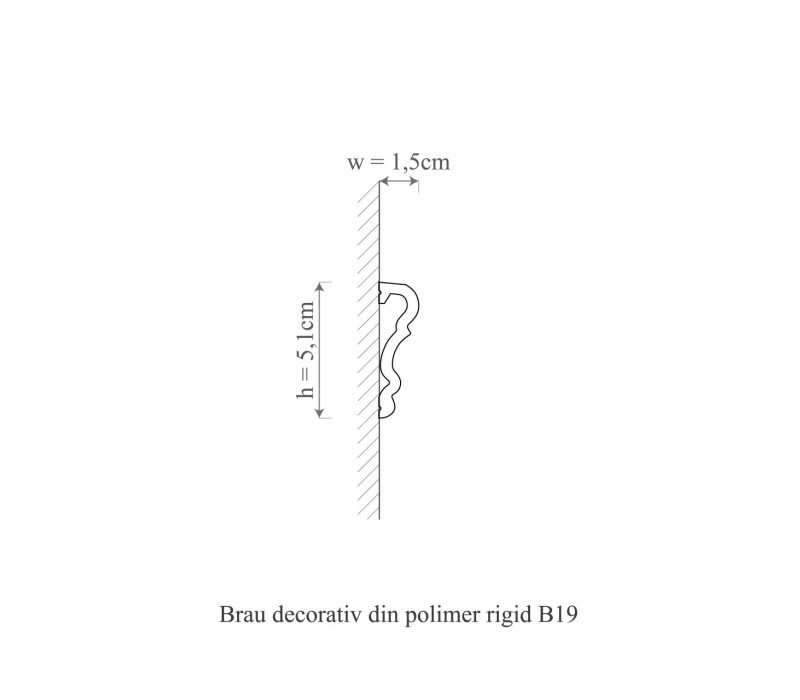Brau polimer rigid, Manavi, B19 - 5.1x1.5x200 cm