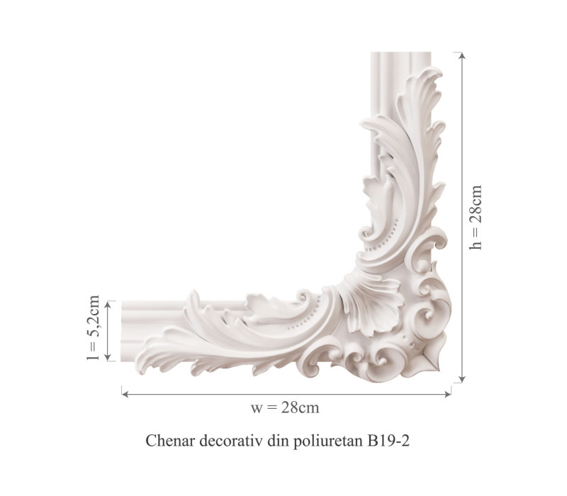 Chenar din poliuretan, Manavi, B19-2 - 28x28x3 cm