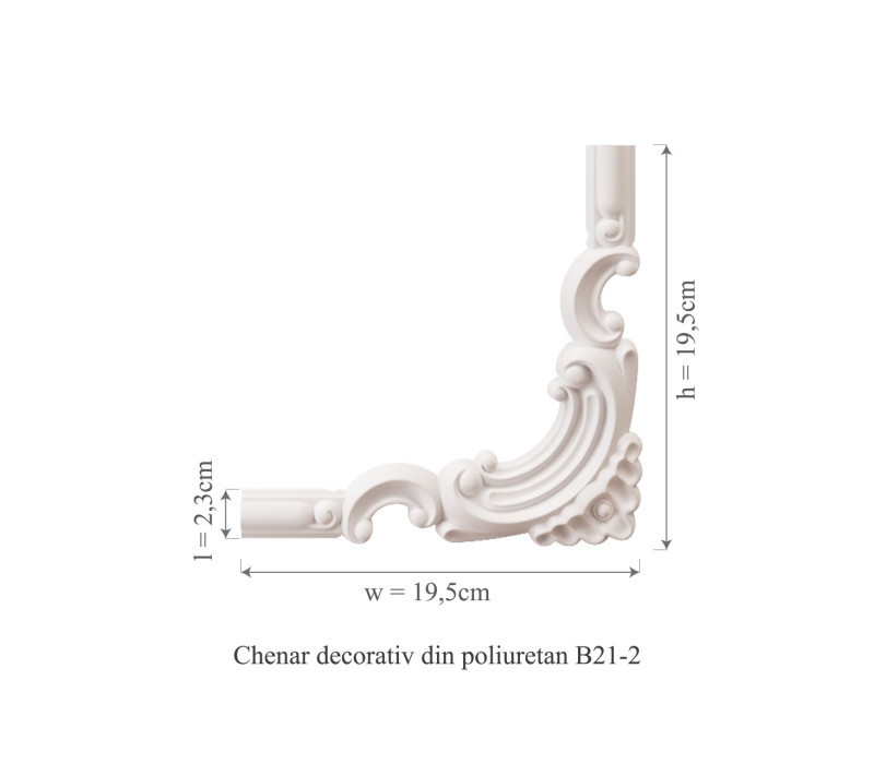 Chenar din poliuretan, Manavi, B21-2 - 19.5x19.5x1.2 cm