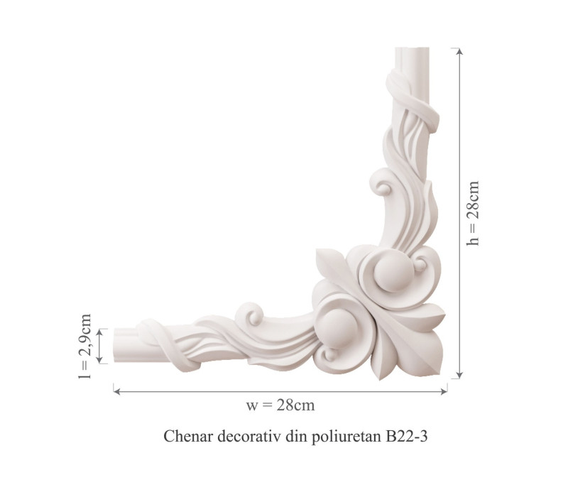 Chenar din poliuretan, Manavi, B22-3 - 28x28x1.6 cm