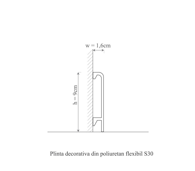 Plinta poliuretan flexibil, Manavi, S30F-9x1.6x200 cm