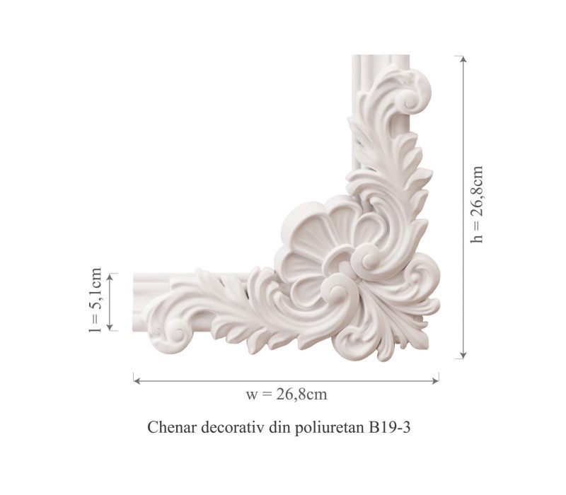 Chenar din poliuretan, Manavi, B19-3 - 26.8x26.8x3 cm