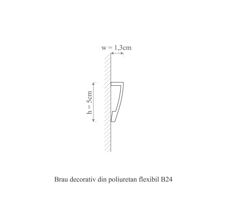 Plinta poliuretan flexibil, Manavi, B24F-5x1.3x200 cm