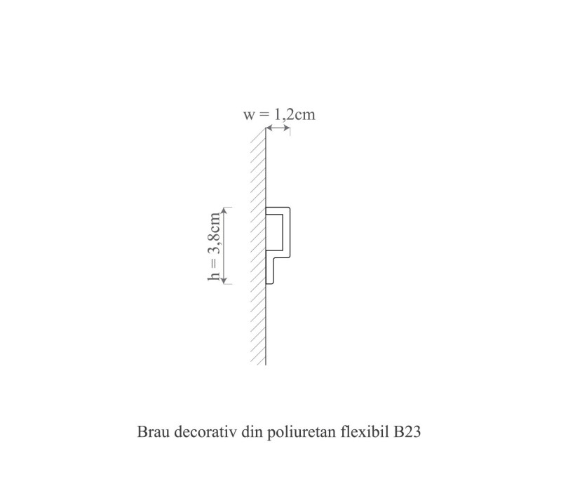 Plinta poliuretan flexibil, Manavi, B23F-3.8x1.2x200cm