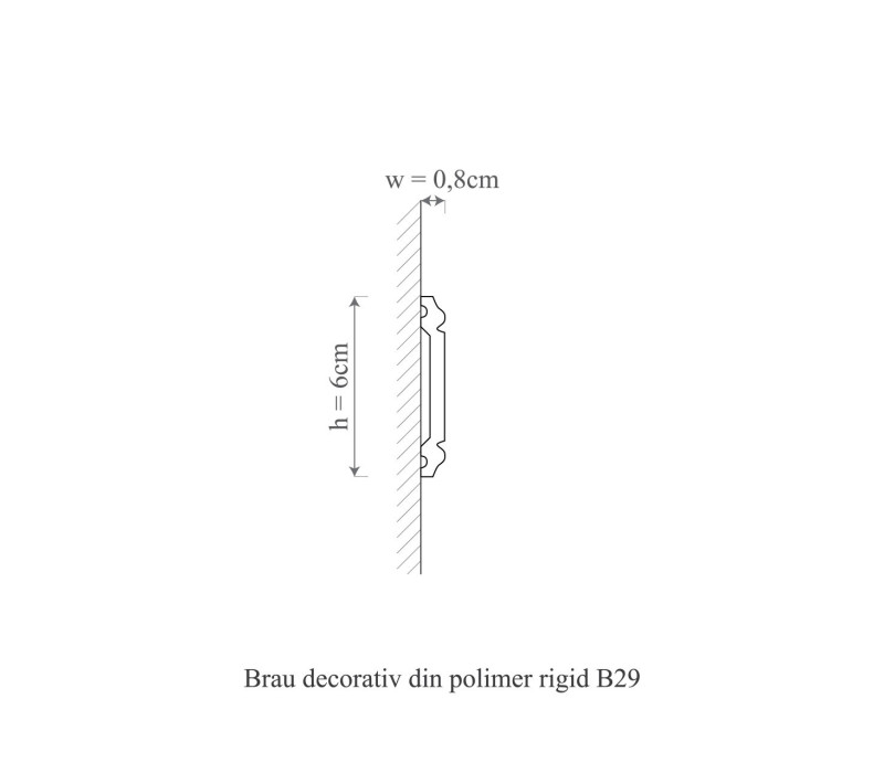 Ancadrament usa polimer rigid, Manavi, B29 - 6x0.8x200 cm